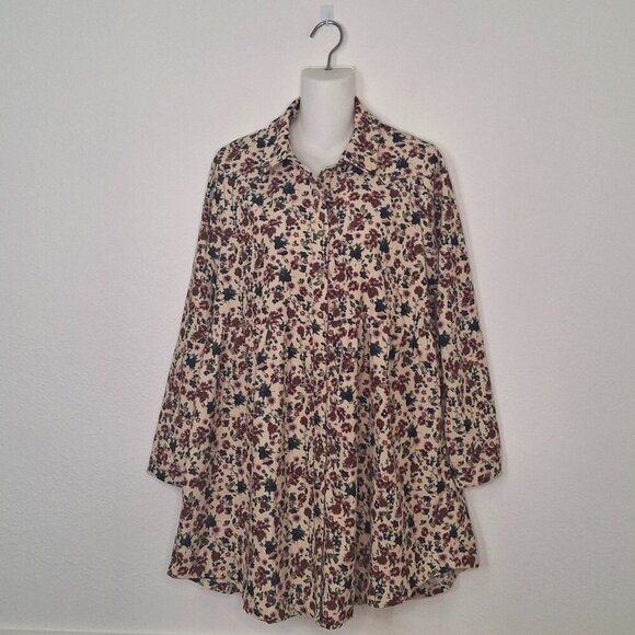 Umgee Dresses & Skirts - Umgee Floral Corduroy Dress Sz S Button Front Babydoll Western Boho Cowgirl